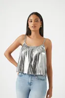 Women's Metallic Relaxed-Fit Cami in Silver Medium