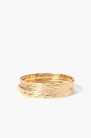 Women's Textured Bangle Bracelet Set in Gold, M/L