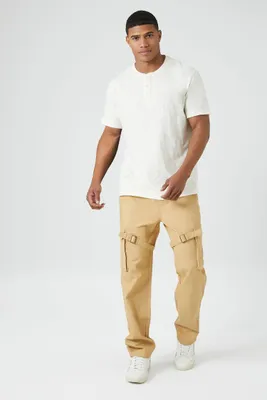 Men Twill Drawstring Utility Strap Pants in Camel Medium