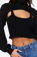 Women's Turtleneck Combo Sweater in Black Medium