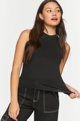 Women's Sleeveless Crew Neck Top in Black Large