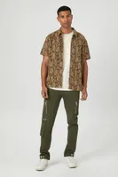 Men Jacquard Floral Short-Sleeve Shirt in Taupe Medium