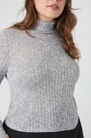 Women's Turtleneck Sweater in Heather Grey, 3X