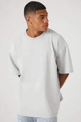 Men Mineral Wash Cotton Crew T-Shirt in Light Grey Medium