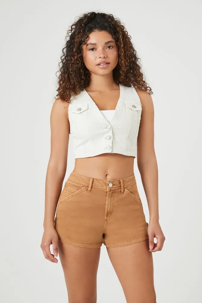 Women's High-Rise Denim Shorts in Camel, 29