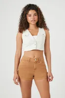 Women's High-Rise Denim Shorts in Camel, 29