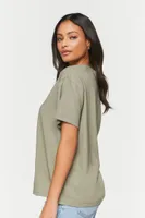Women's Linen-Blend Crew T-Shirt in Cypress Small