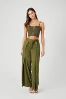 Women's Sweetheart Cropped Cami in Green Medium