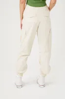 Women's Floral Embroidered Cargo Joggers in Vanilla Medium