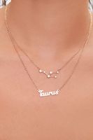 Women's Zodiac Pendant Layered Necklace in Gold/Taurus