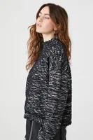 Women's Mock Neck Drop-Sleeve Sweater in Black Large