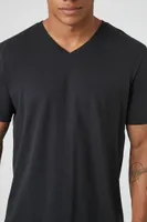 Men Organically Grown Cotton Basic V-Neck T-Shirt in Black Small