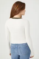 Women's Ribbed Knit Two-Tone Sweater