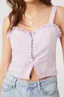 Women's Sweetheart Lace-Up Crop Top in Lilac Small