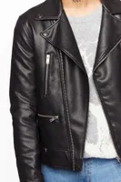Men Faux Leather Moto Jacket Black