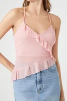 Women's Sheer Mesh Ruffled Cami