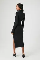 Women's Cutout Turtleneck Midi Sweater Dress in Black Medium