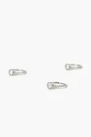 Women's Beaded Faux Gem Ring Set in Silver/Clear, 6