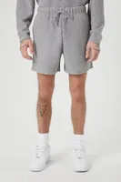 Men Ribbed Knit Heathered Drawstring Sweatshorts in Heather Grey Small