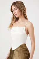 Women's Satin Lace-Up Handkerchief Cami in Cream Medium