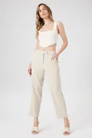 Women's High-Rise Straight-Leg Trousers in Khaki, XL