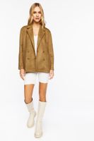 Women's Faux Suede Notched Blazer Olive