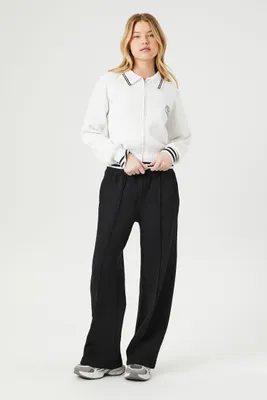 Women's French Terry Straight-Leg Pants in Black Small