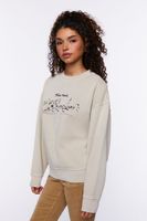 Women's New York Graphic Pullover in Taupe Small