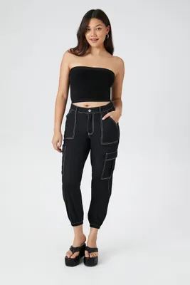 Women's High-Rise Cargo Pants in Black Large