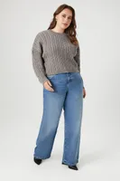 Women's Cable Knit Sweater in Charcoal, 2X