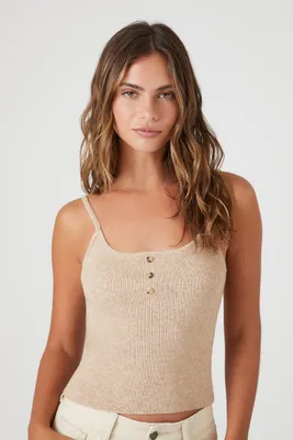 Women's Sweater-Knit Cropped Cami in Oatmeal Medium