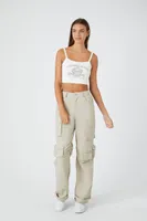 Women's Yesterday Is Gone Cropped Graphic Cami in Cream Medium