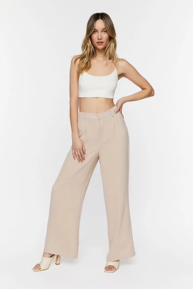 Forever 21 Womens HighRise StraightLeg Trousers in Natural XL   Montebello Town Center