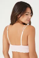 Women's Lace-Trim Triangle Bralette in Pink/Vanilla, XL