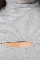 Women's Super Cropped Turtleneck Sweater in Dark Grey Small