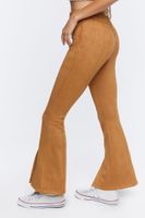 Women's Faux Suede Split-Hem Pants in Tan Large