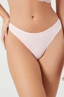 Women's Cotton-Blend Thong Panties in Gossamer Pink Small