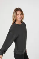 Women's French Terry Mineral Wash Pullover in Black Small