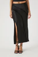 Women's Satin Slit Midi Slip Skirt