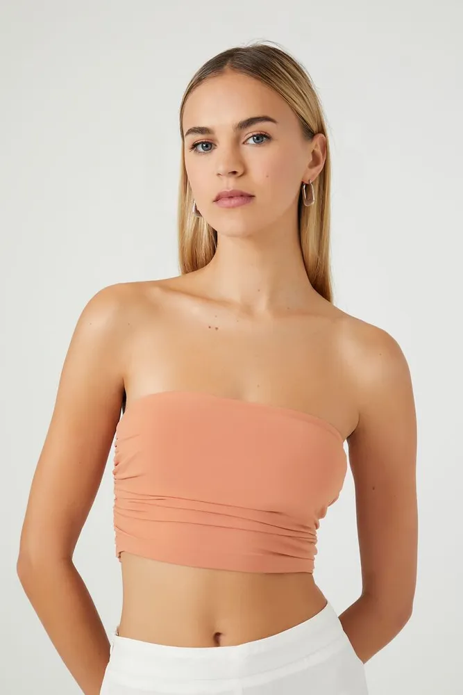 Forever 21 Women's Caged-Back Tube Top in Toasted Almond, XL