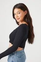 Women's Seamless Lettuce-Edge Crop Top