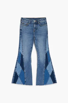 Girls Reworked Flare Jeans (Kids) Medium Denim,