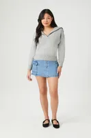 Women's Pleated Zip-Up Denim Mini Skirt , XL