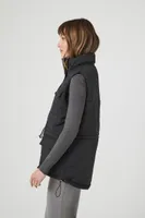 Women's Utility Cargo Puffer Vest in Black Medium