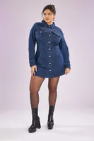 Women's Denim Button-Front Dress Dark Denim,