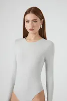 Women's Fitted Long-Sleeve Bodysuit in Light Grey Large