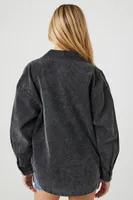 Women's Corduroy Drop-Sleeve Shacket in Washed Black Small