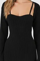 Women's Shrug & Sweater Cami Dress Set in Black Medium