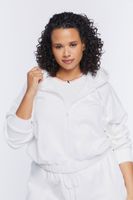 Women's Drop-Sleeve Zip-Up Hoodie in White, 0X