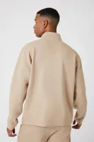 Men Quarter-Zip Long-Sleeve Top in Taupe Medium